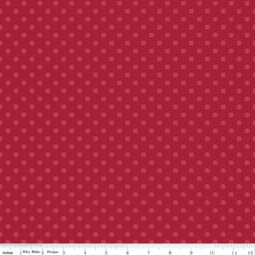 Image of Orchard House Geometric Red quilting cotton fabric by Heather Peterson for Riley Blake Designs. Features a geometric pattern on a red background. Cute Little Fabric Shop.