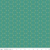 Image of Orchard House Scallops Teal quilting cotton fabric by Heather Peterson for Riley Blake Designs. Features a geometric pattern on a blue background. Cute Little Fabric Shop.