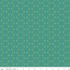 Image of Orchard House Scallops Teal quilting cotton fabric by Heather Peterson for Riley Blake Designs. Features a geometric pattern on a blue background. Cute Little Fabric Shop.