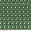 Image of Orchard House Medallions Green quilting cotton fabric by Heather Peterson for Riley Blake Designs. Features flowers on a green background. Cute Little Fabric Shop.