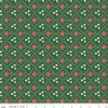 Image of Orchard House Medallions Green quilting cotton fabric by Heather Peterson for Riley Blake Designs. Features flowers on a green background. Cute Little Fabric Shop.
