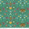 Image of Orchard House Homestead Teal quilting cotton fabric by Heather Peterson for Riley Blake Designs. Features flowers on a blue background. Cute Little Fabric Shop.