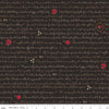 Image of Orchard House Text Black quilting cotton fabric by Heather Peterson for Riley Blake Designs. Features words and flowers on a black background. Cute Little Fabric Shop.