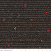Image of Orchard House Text Black quilting cotton fabric by Heather Peterson for Riley Blake Designs. Features words and flowers on a black background. Cute Little Fabric Shop.
