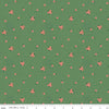 Image of Orchard House Rose Clusters Green quilting cotton fabric by Heather Peterson for Riley Blake Designs. Features flowers on a green background. Cute Little Fabric Shop.
