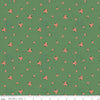 Image of Orchard House Rose Clusters Green quilting cotton fabric by Heather Peterson for Riley Blake Designs. Features flowers on a green background. Cute Little Fabric Shop.
