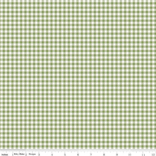 Bee Ginghams Tina C12553 Lettuce - Riley Blake Designs - 3/16" PRINTED Gingham Plaid Check - Lori Holt - Quilting Cotton Fabric