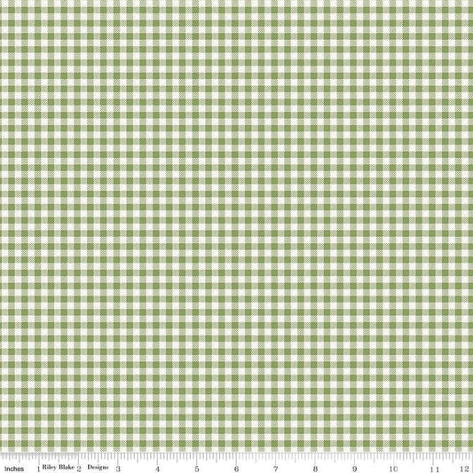 Bee Ginghams Tina C12553 Lettuce - Riley Blake Designs - 3/16" PRINTED Gingham Plaid Check - Lori Holt - Quilting Cotton Fabric