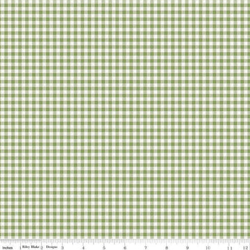 Bee Ginghams Tina C12553 Lettuce - Riley Blake Designs - 3/16" PRINTED Gingham Plaid Check - Lori Holt - Quilting Cotton Fabric