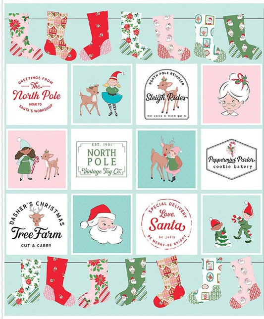 SALE Claus & Co. Panel Christmas Fabric - PD17749 - Riley Blake Quilting Cotton Fabric