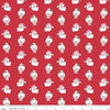 Image of Claus & Co. Santa Heads Red quilting cotton fabric by Melissa Mortenson for Riley Blake Designs. Features santa heads on a red background. Cute Little Fabric Shop.