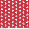 Image of Claus & Co. Santa Heads Red quilting cotton fabric by Melissa Mortenson for Riley Blake Designs. Features santa heads on a red background. Cute Little Fabric Shop.