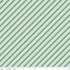 Image of Claus & Co. Candy Cane Stripes Green quilting cotton fabric by Melissa Mortenson for Riley Blake Designs. Features stripes on a green background. Cute Little Fabric Shop.