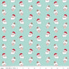 Image of Claus & Co. Santa Heads Blue quilting cotton fabric by Melissa Mortenson for Riley Blake Designs. Features santa heads on a blue background. Cute Little Fabric Shop.