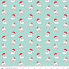 Image of Claus & Co. Santa Heads Blue quilting cotton fabric by Melissa Mortenson for Riley Blake Designs. Features santa heads on a blue background. Cute Little Fabric Shop.