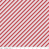 Image of Claus & Co. Candy Cane Stripes Red quilting cotton fabric by Melissa Mortenson for Riley Blake Designs. Features stripes on a red background. Cute Little Fabric Shop.