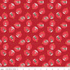 Image of Claus & Co. Ornaments Red quilting cotton fabric by Melissa Mortenson for Riley Blake Designs. Features ornaments on a red background. Cute Little Fabric Shop.