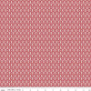 Image of Claus & Co. Star Pattern Red quilting cotton fabric by Melissa Mortenson for Riley Blake Designs. Features stars on a red background. Cute Little Fabric Shop.