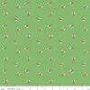 Image of Claus & Co. Candy Cane Toss Green quilting cotton fabric by Melissa Mortenson for Riley Blake Designs. Features candy canes on a green background. Cute Little Fabric Shop.