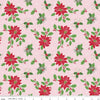 Image of Claus & Co. Main Pink quilting cotton fabric by Melissa Mortenson for Riley Blake Designs. Features flowers on a pink background. Cute Little Fabric Shop.