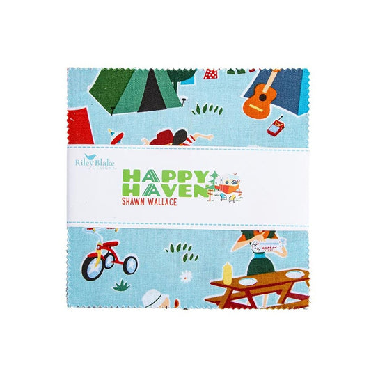 Happy Haven 5" Stacker Camping Fabric - 5-17620-42 - 42-Piece Precut - Riley Blake Quilting Cotton Fabric