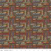 Image of Happy Haven Text Brown quilting cotton fabric by Shawn Wallace for Riley Blake Designs. Features text on a brown background. Cute Little Fabric Shop.