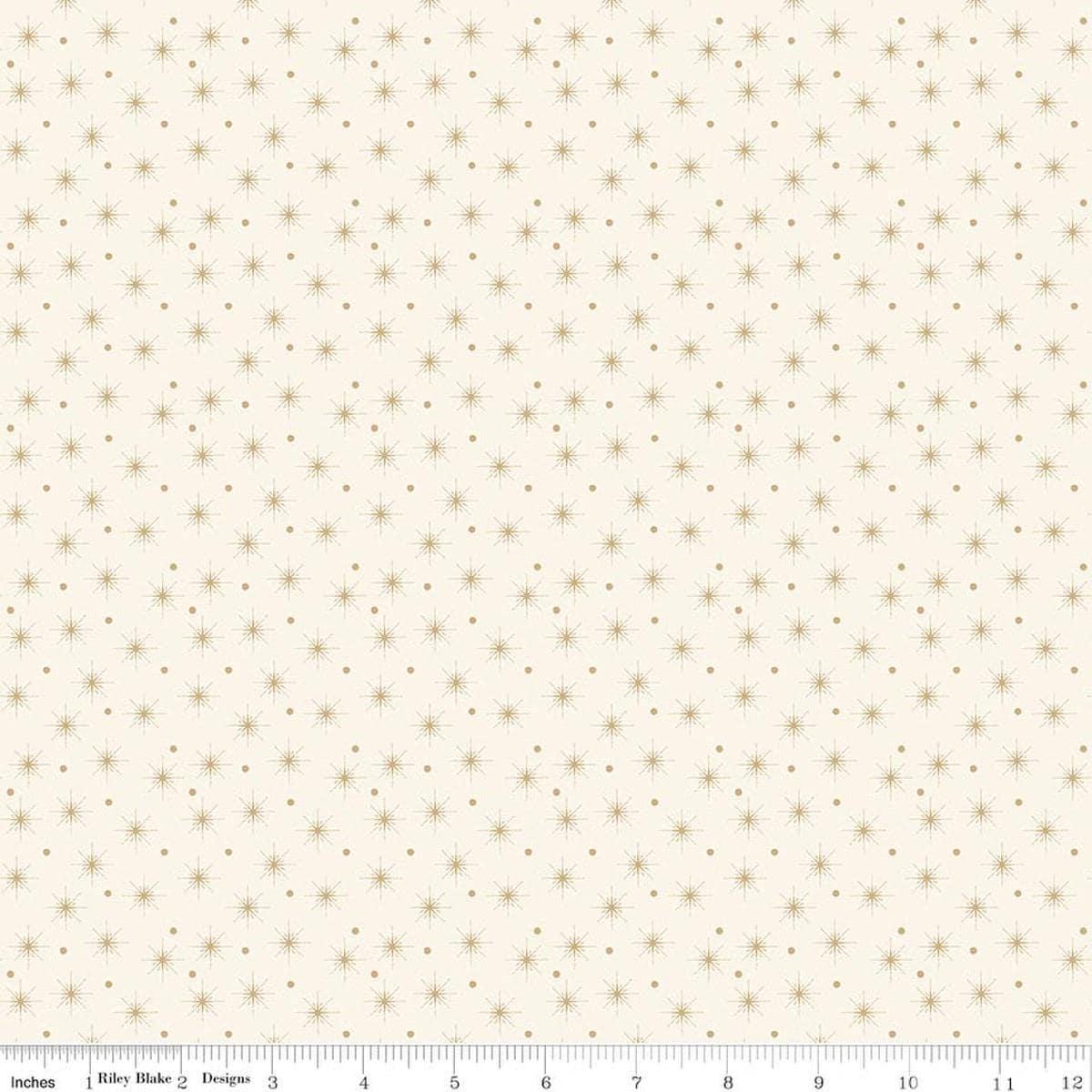 Image of Christmas Greetings Christmas Lights Cream quilting cotton fabric by Sandy Gervais for Riley Blake Designs. Features polka dots on a cream background. Cute Little Fabric Shop.