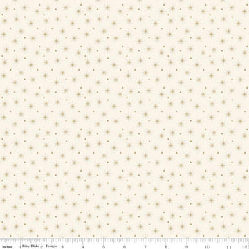 Image of Christmas Greetings Christmas Lights Cream quilting cotton fabric by Sandy Gervais for Riley Blake Designs. Features polka dots on a cream background. Cute Little Fabric Shop.