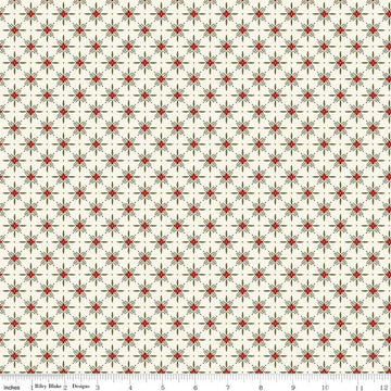 Image of Christmas Greetings Twinkle Cream quilting cotton fabric by Sandy Gervais for Riley Blake Designs. Features a geometric pattern on a cream background. Cute Little Fabric Shop.