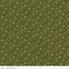 Image of Christmas Greetings Berries Green quilting cotton fabric by Sandy Gervais for Riley Blake Designs. Features flowers on a green background. Cute Little Fabric Shop.