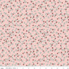 Image of Rosewood Wren Pink quilting cotton fabric by Jessica Chertkow for Riley Blake Designs. Features flowers on a pink background. Cute Little Fabric Shop.
