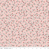 Image of Rosewood Wren Pink quilting cotton fabric by Jessica Chertkow for Riley Blake Designs. Features flowers on a pink background. Cute Little Fabric Shop.