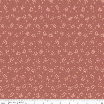 Image of Rosewood Posy Dusty Rose quilting cotton fabric by Jessica Chertkow for Riley Blake Designs. Features flowers on a pink background. Cute Little Fabric Shop.