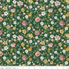 Image of Rosewood Garden Stroll Woodland quilting cotton fabric by Jessica Chertkow for Riley Blake Designs. Features flowers on a green background. Cute Little Fabric Shop.