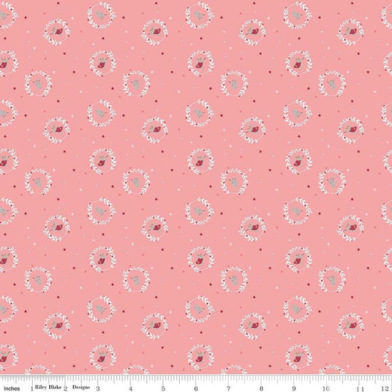 Image of Nutcracker Tradition Christmas Magic Sugar quilting cotton fabric by Jennifer Long for Riley Blake Designs. Features tiny dots and stars on a pink background. Cute Little Fabric Shop.