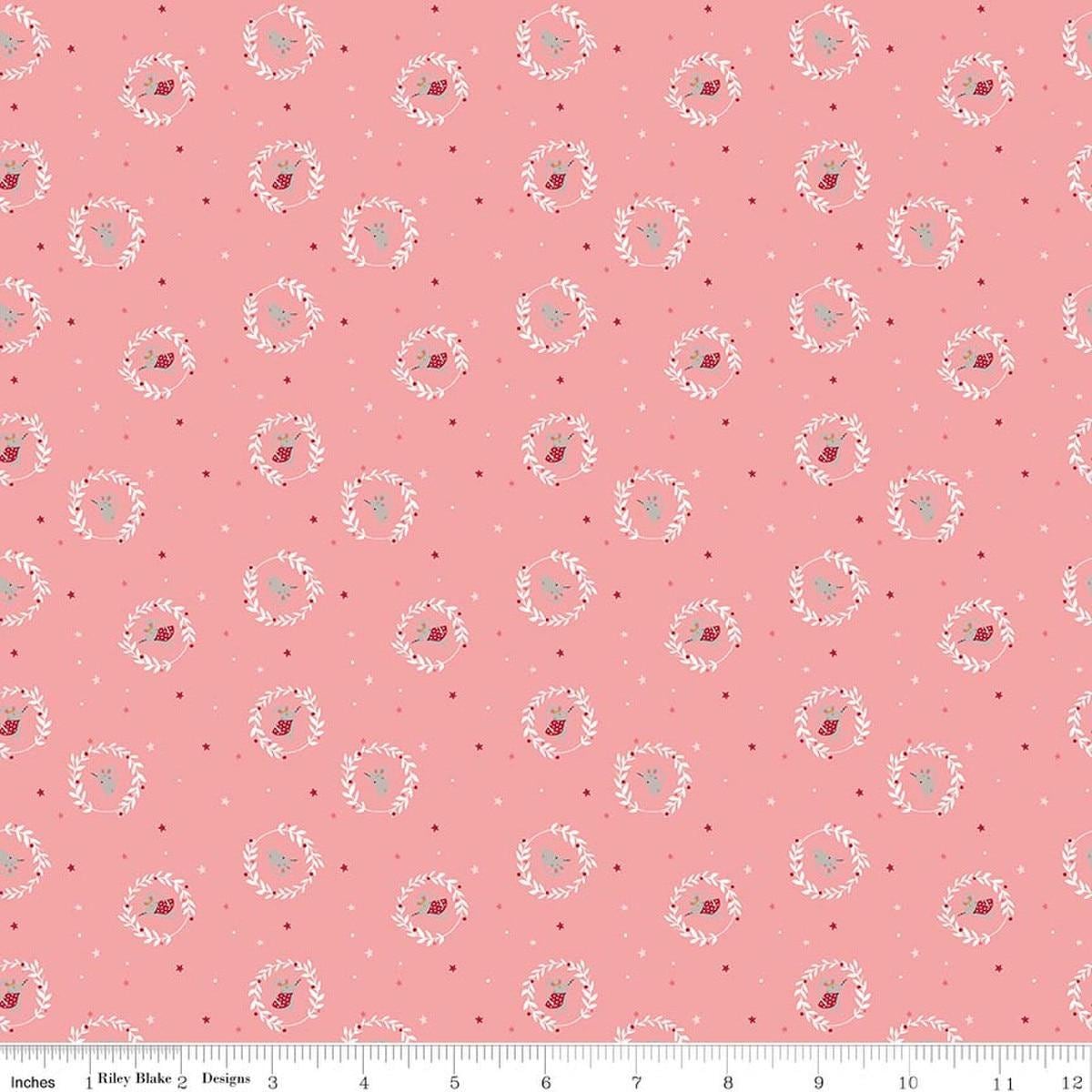 Image of Nutcracker Tradition Christmas Magic Sugar quilting cotton fabric by Jennifer Long for Riley Blake Designs. Features tiny dots and stars on a pink background. Cute Little Fabric Shop.