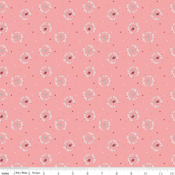 Image of Nutcracker Tradition Christmas Magic Sugar quilting cotton fabric by Jennifer Long for Riley Blake Designs. Features tiny dots and stars on a pink background. Cute Little Fabric Shop.
