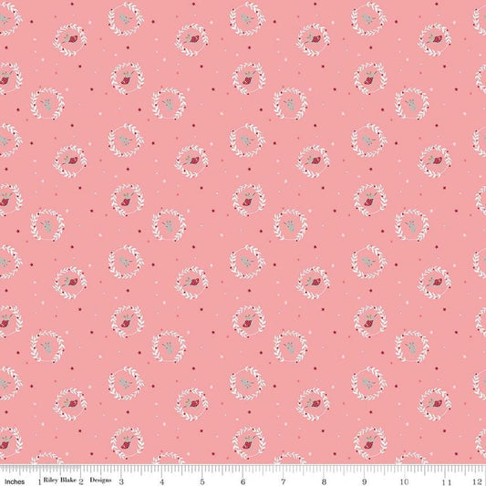 Image of Nutcracker Tradition Christmas Magic Sugar quilting cotton fabric by Jennifer Long for Riley Blake Designs. Features tiny dots and stars on a pink background. Cute Little Fabric Shop.