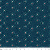 Image of Nutcracker Tradition Christmas Mice Midnight quilting cotton fabric by Jennifer Long for Riley Blake Designs. Features tiny dots and stars on a blue background. Cute Little Fabric Shop.