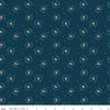 Image of Nutcracker Tradition Christmas Mice Midnight quilting cotton fabric by Jennifer Long for Riley Blake Designs. Features tiny dots and stars on a blue background. Cute Little Fabric Shop.