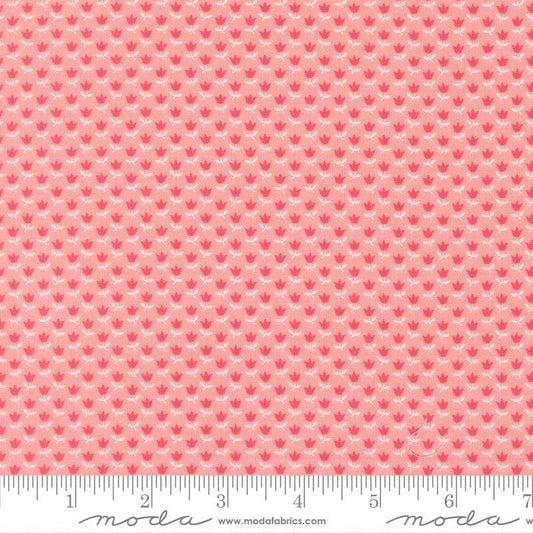Image of A Cat Named Stitch June Blush quilting cotton fabric by Camille Roskelley for Riley Blake Designs. Features flowers on a pink background. Cute Little Fabric Shop.