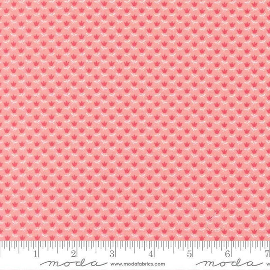 Image of A Cat Named Stitch June Blush quilting cotton fabric by Camille Roskelley for Riley Blake Designs. Features flowers on a pink background. Cute Little Fabric Shop.