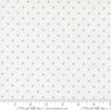 Image of A Cat Named Stitch Cosmo Cream Grey quilting cotton fabric by Camille Roskelley for Riley Blake Designs. Features polka dot squares on a cream background. Cute Little Fabric Shop.