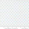 Image of A Cat Named Stitch Cosmo Cream Sky quilting cotton fabric by Camille Roskelley for Riley Blake Designs. Features polka dot squares on a cream background. Cute Little Fabric Shop.