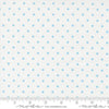 Image of A Cat Named Stitch Cosmo Cream Sky quilting cotton fabric by Camille Roskelley for Riley Blake Designs. Features polka dot squares on a cream background. Cute Little Fabric Shop.