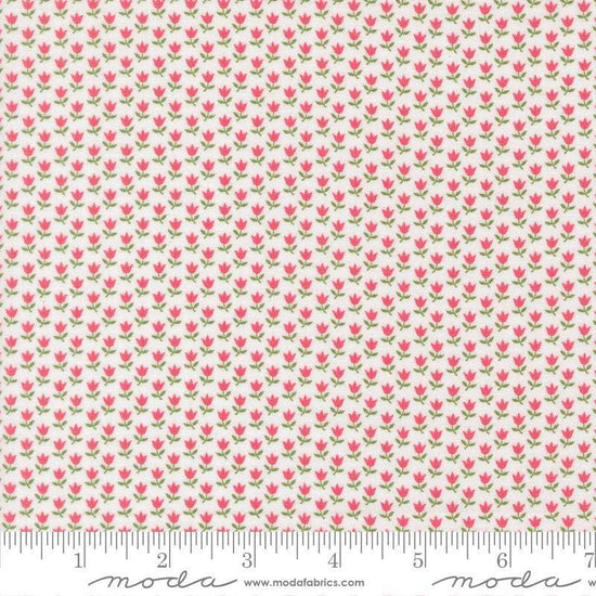 Image of A Cat Named Stitch June Cream Rosie quilting cotton fabric by Camille Roskelley for Riley Blake Designs. Features flowers on a cream background. Cute Little Fabric Shop.