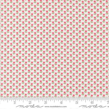 Image of A Cat Named Stitch June Cream Rosie quilting cotton fabric by Camille Roskelley for Riley Blake Designs. Features flowers on a cream background. Cute Little Fabric Shop.