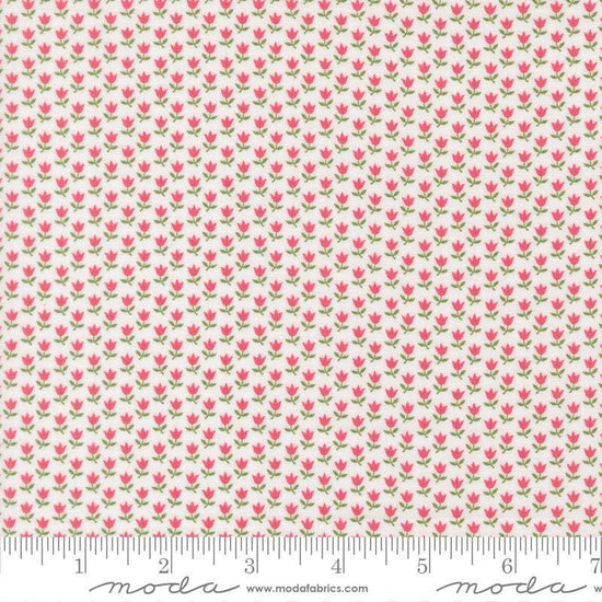 Image of A Cat Named Stitch June Cream Rosie quilting cotton fabric by Camille Roskelley for Riley Blake Designs. Features flowers on a cream background. Cute Little Fabric Shop.