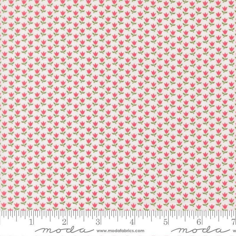 Image of A Cat Named Stitch June Cream Rosie quilting cotton fabric by Camille Roskelley for Riley Blake Designs. Features flowers on a cream background. Cute Little Fabric Shop.