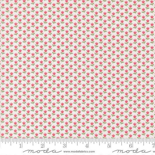 Image of A Cat Named Stitch June Cream Rosie quilting cotton fabric by Camille Roskelley for Riley Blake Designs. Features flowers on a cream background. Cute Little Fabric Shop.
